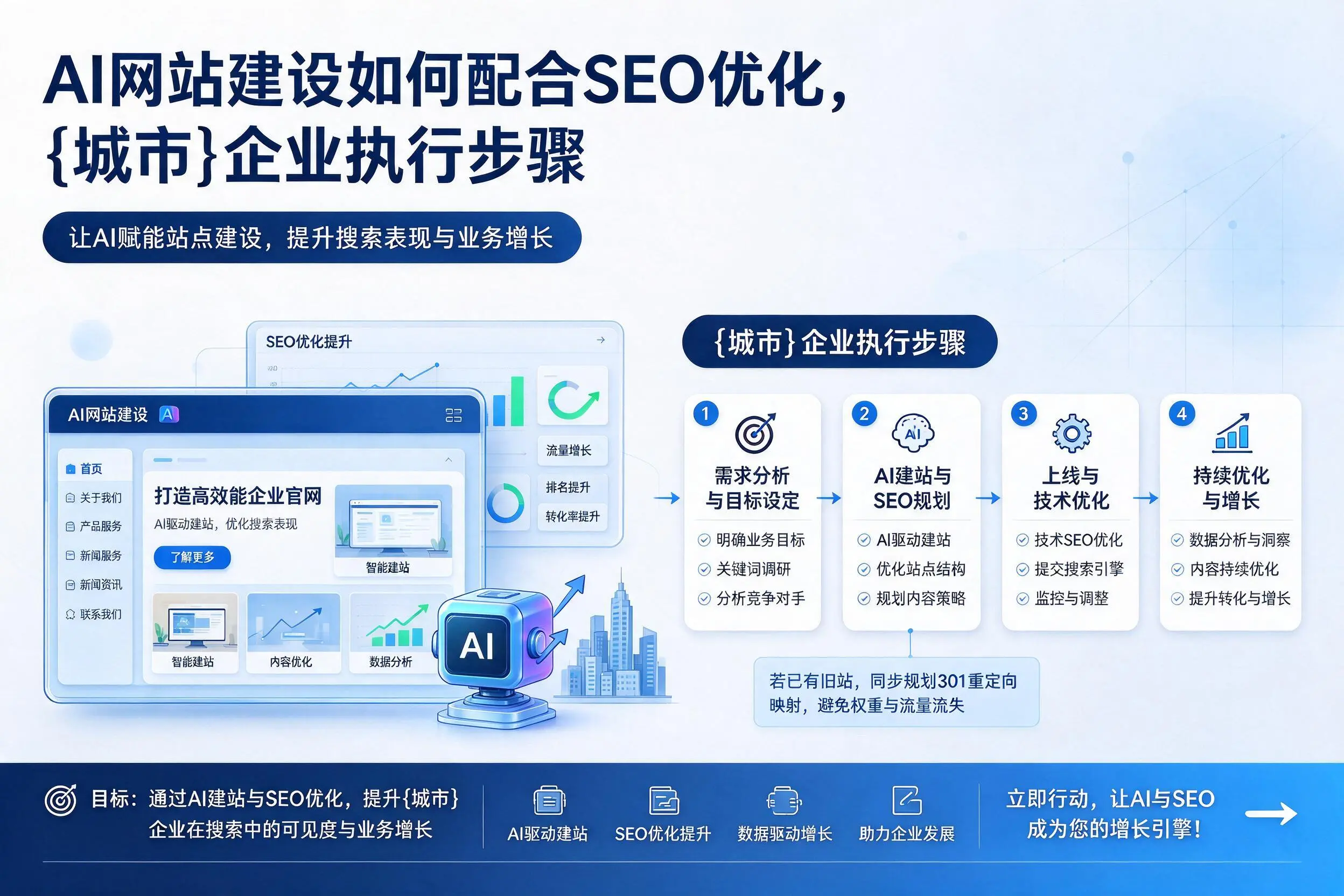 AI网站建设如何配合SEO优化，阿坝企业执行步骤